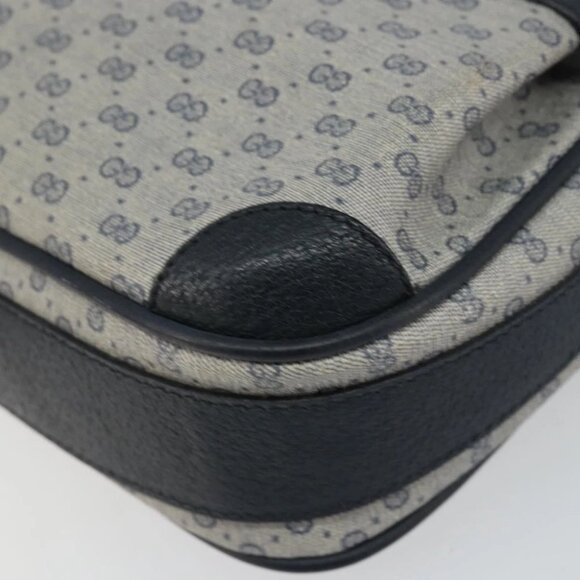 GUCCI Micro GG Canvas Shoulder Bag PVC Leather Navy - Picture 9 of 16